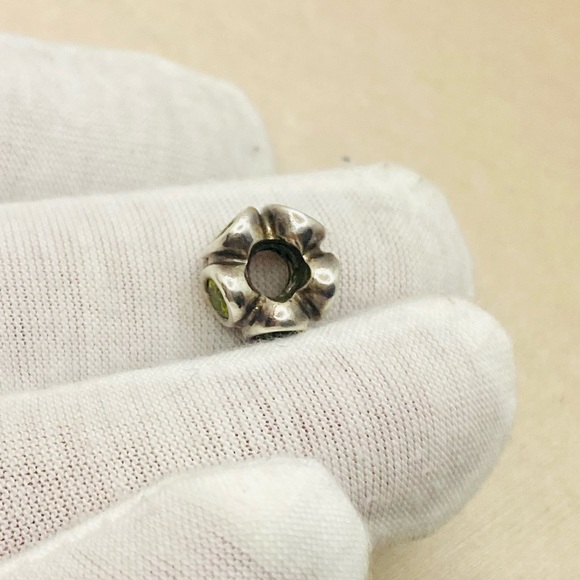 EUC Pandora 790311GCZ Sterling Silver w/ Green Zirconia Oval Lights Bead - Picture 6 of 9